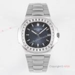 (PPF) V4 Version - Best Replica Patek Philippe Nautilus Stainless Steel Dark Blue Dial Diamond Watches